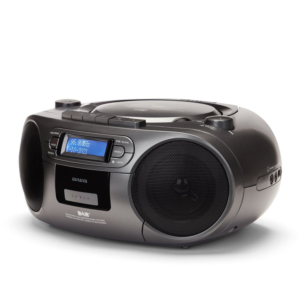 Radio Cd Cassette Portátil Aiwa Bbtc 660 4w Rms Usb Bluetooth Gris