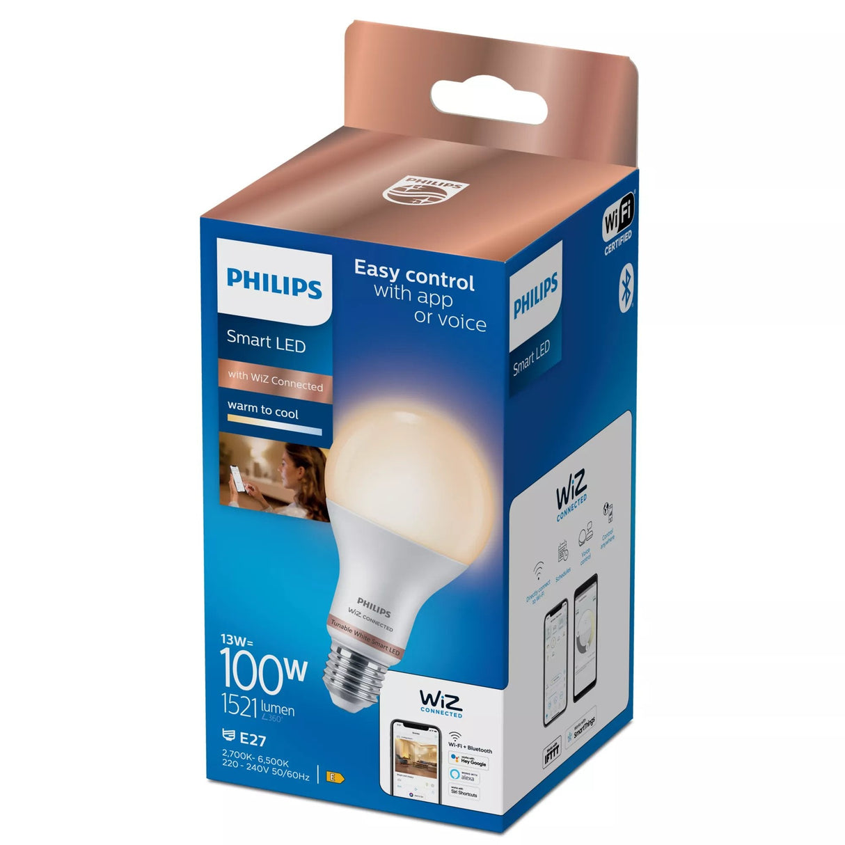 Bombilla Led Standard E27 13w 2.700k-6.500k 1521lm Wifi Philips Wiz