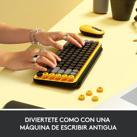 EAN 5099206101272 - Logitech 920-010728 teclado Universal RF Wireless + Bluetooth QWERTY Español Negro, Gris, Amarillo imagen 9