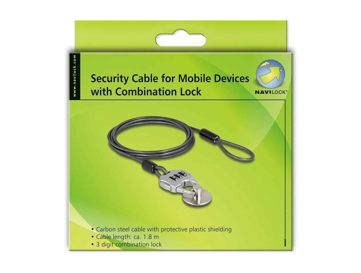 Navilock 20657 Cable Antirrobo Negro 1,8 M