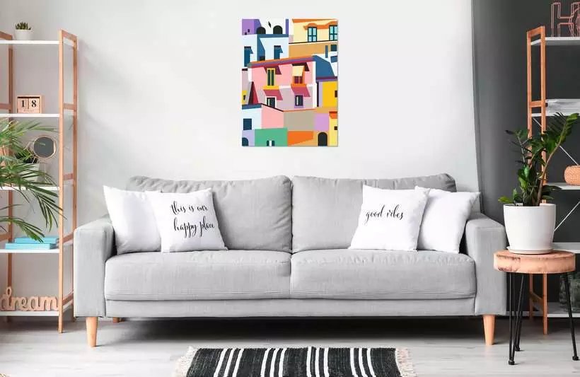 Edición De Lienzo De Ravensburger Creart: Casas Coloridas, Pintura 25527