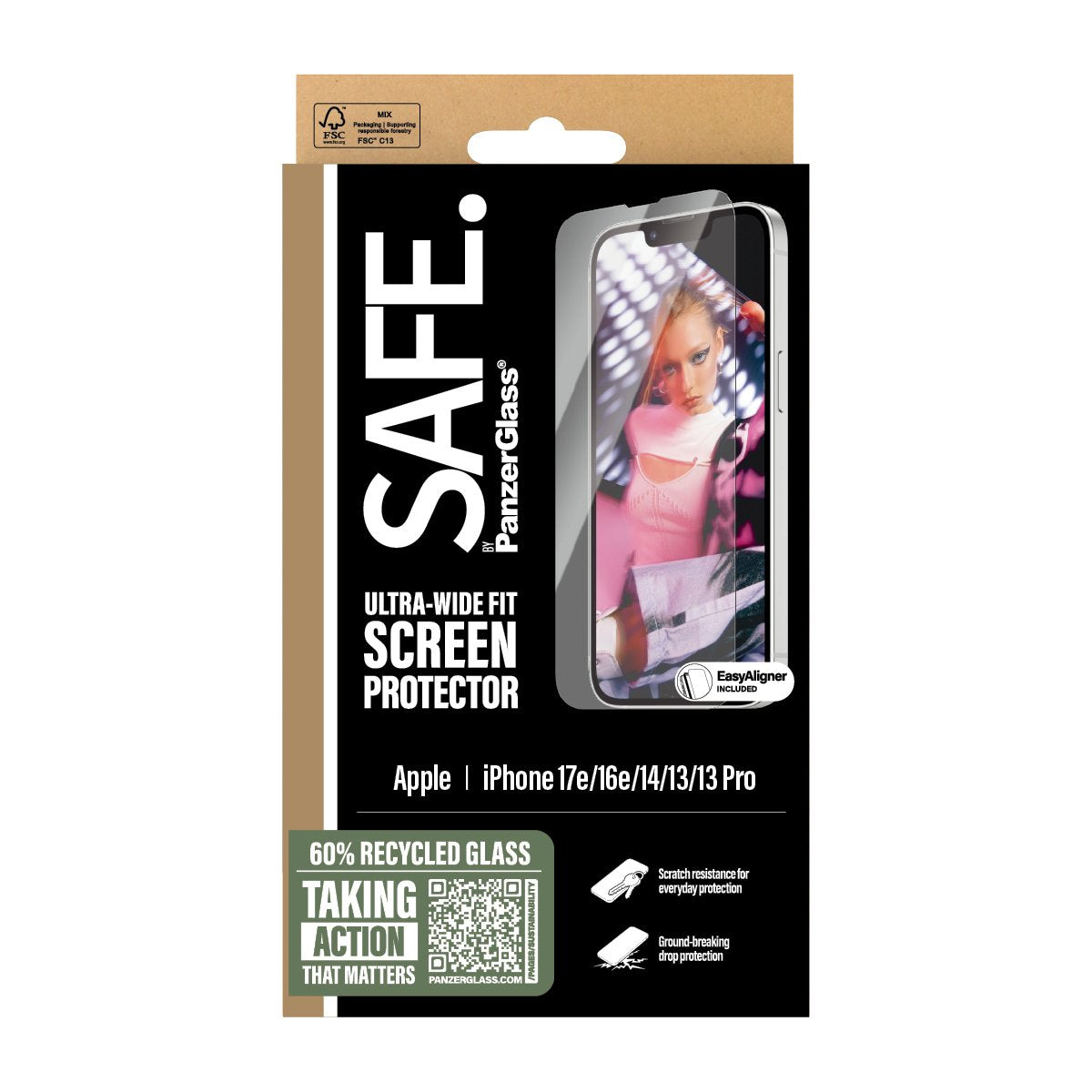EAN 5715685021091 - PanzerGlass SAFE. by ® Screen Protector iPhone 17e | 16e | 14 | 13 | 13 Pro | Ultra-Wide Fit w. EasyAlign imagen 3