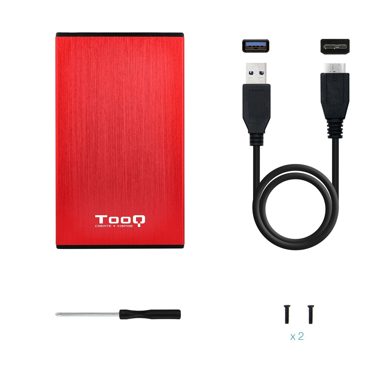 Tooq Carcasa Externa Hdd/Sdd 2.5" Hasta 9,5mm Sata Usb 3.0 - Rojo