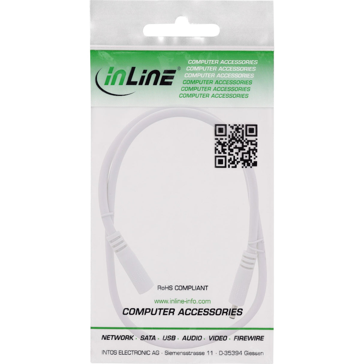 Cable De Extensión De Cc Inline, Enchufe De Cc Macho/Hembra De 3,5 X 1,35 Mm, Awg 18, Blanco, 1 M