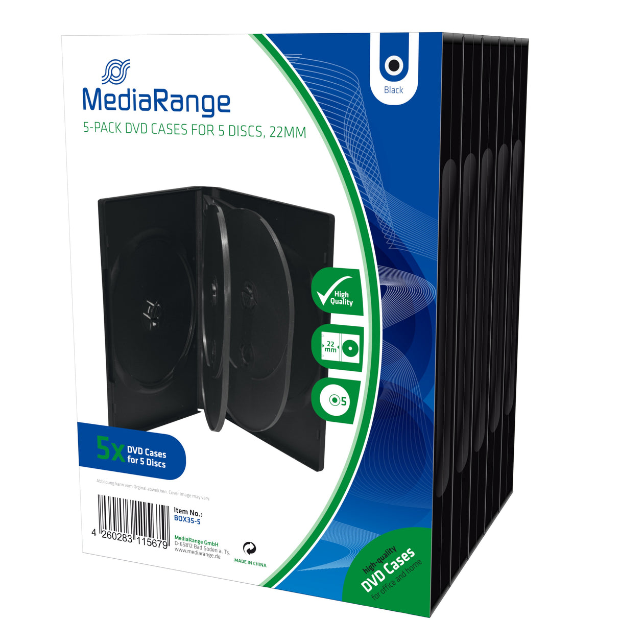 EAN 4260283115679 - MediaRange BOX35-5 funda para discos ópticos Funda de DVD 5 discos Negro imagen 1