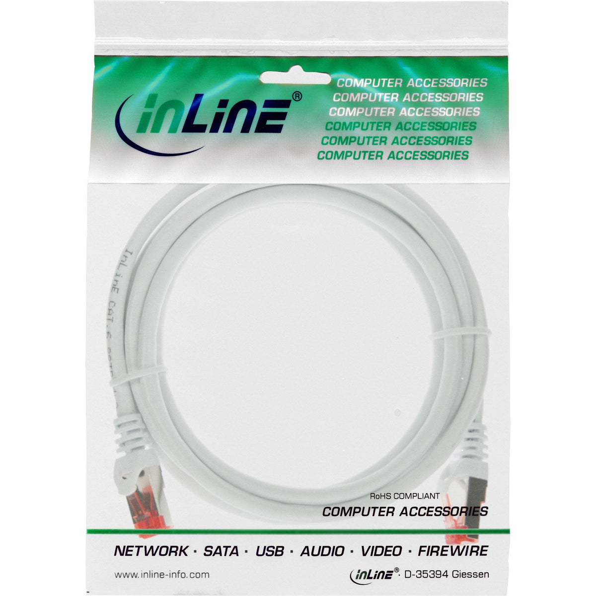 Cable De Red Inline S/Ftp Pimf Cat.6 250mhz Pvc Cca Blanco 1m