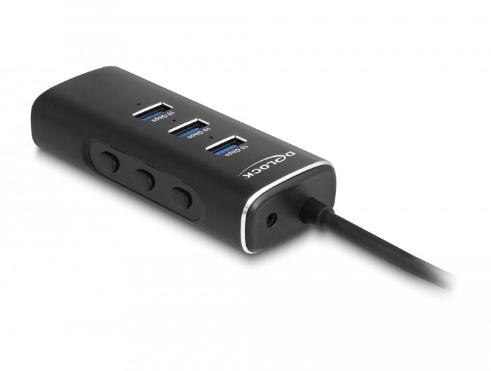 Delock 64234 Hub Usb Type-C 3 Puertos Con Lector De Tarjetas Sd Y Micro Sd - 60 Cm Cable E Interruptor Para Cada Puerto
