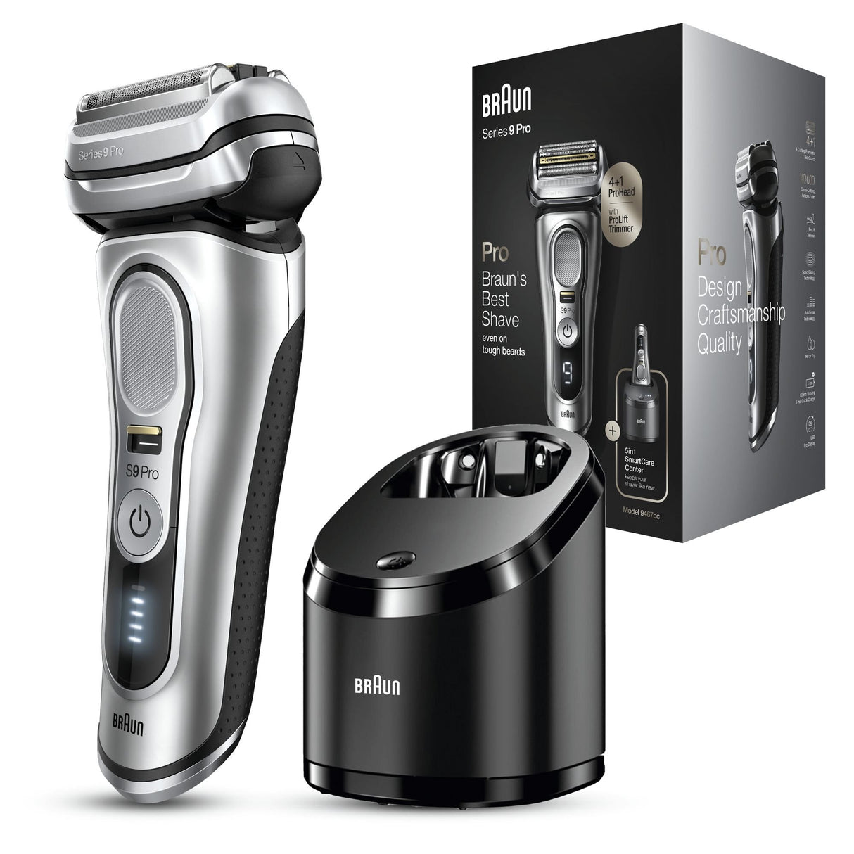 EAN 4210201394235 - Braun Series 9 9467cc Wet & Dry Máquina de afeitar de láminas Recortadora Negro, Gris imagen 6