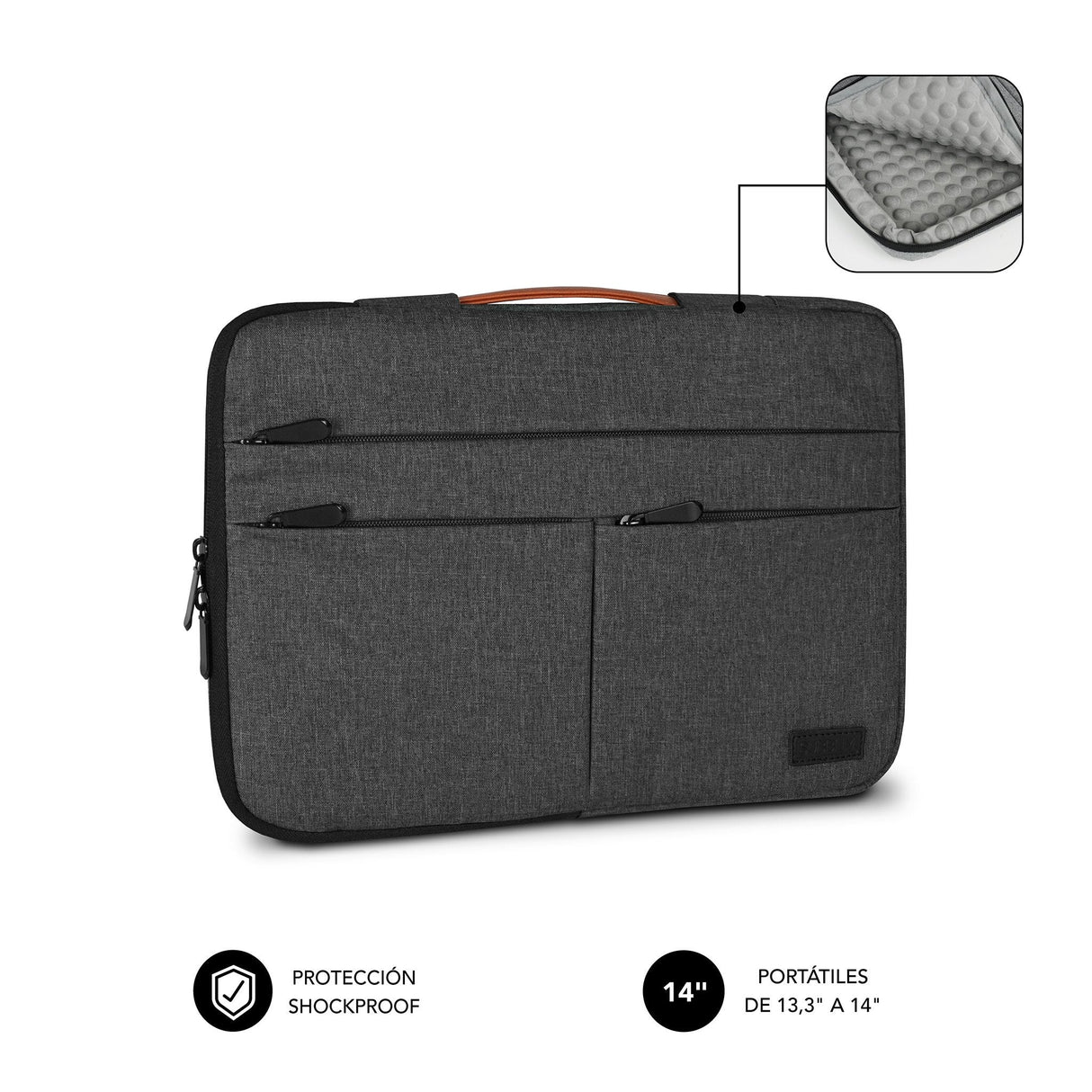 Funda Subblim Air Padding 360 Sleeve Para Portátiles Hasta 14' Gris Oscuro