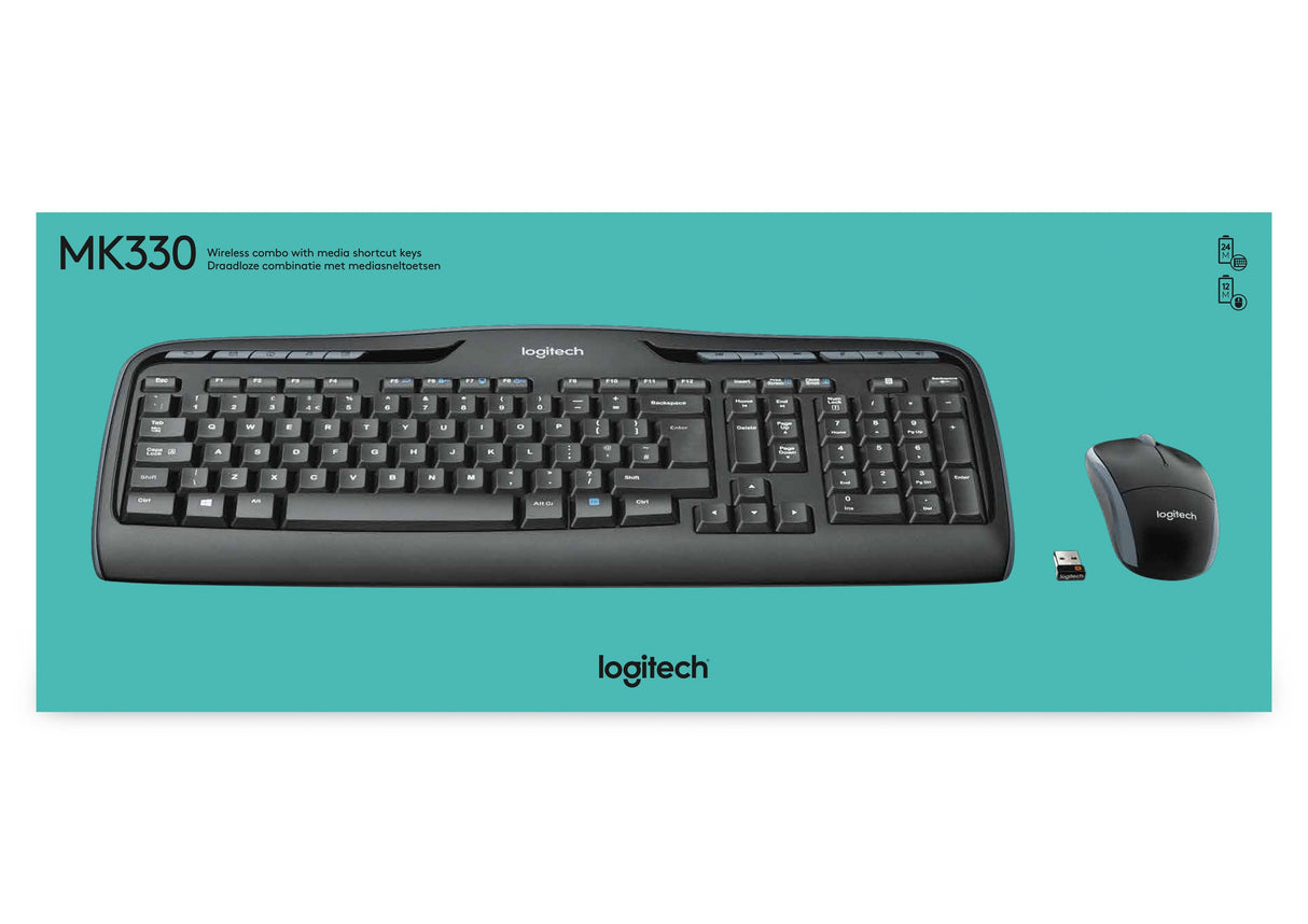 Teclado Ingles Logitech Mk330 Internacional Wireless Combo Unifying P/N:920-003989