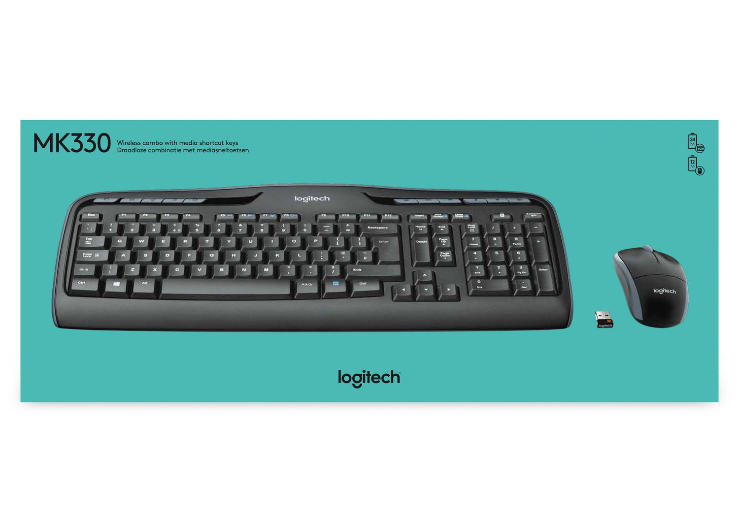 Teclado Ingles Logitech Mk330 Internacional Wireless Combo Unifying P/N:920-003989