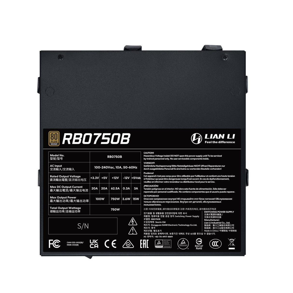 Fuente De Alimentación Lian Li Rb0750b.B 750 W 24-Pin Atx Atx Negro