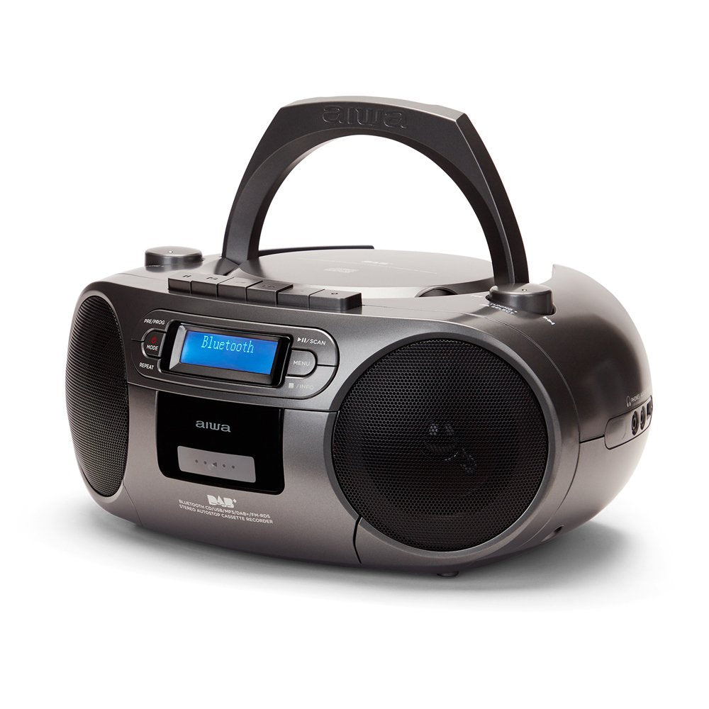 Radio Cd Cassette Portátil Aiwa Bbtc 660 4w Rms Usb Bluetooth Gris
