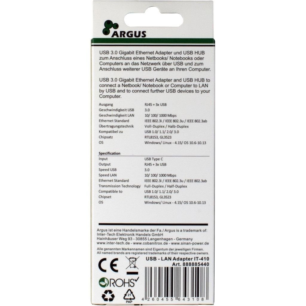 EAN 4260455643108 - Inter-Tech ARGUS IT-410 USB 3.2 Gen 1 (3.1 Gen 1) Type-C Negro imagen 4