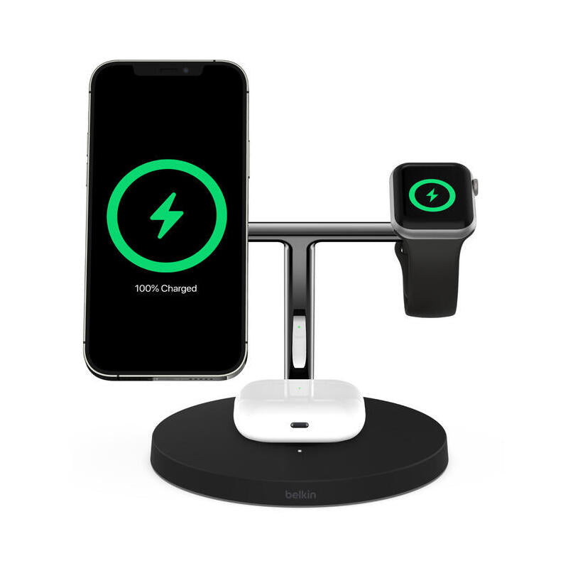 Belkin Drahtloses 3-In-1-Cargador Con Magsafe 15w, Negro