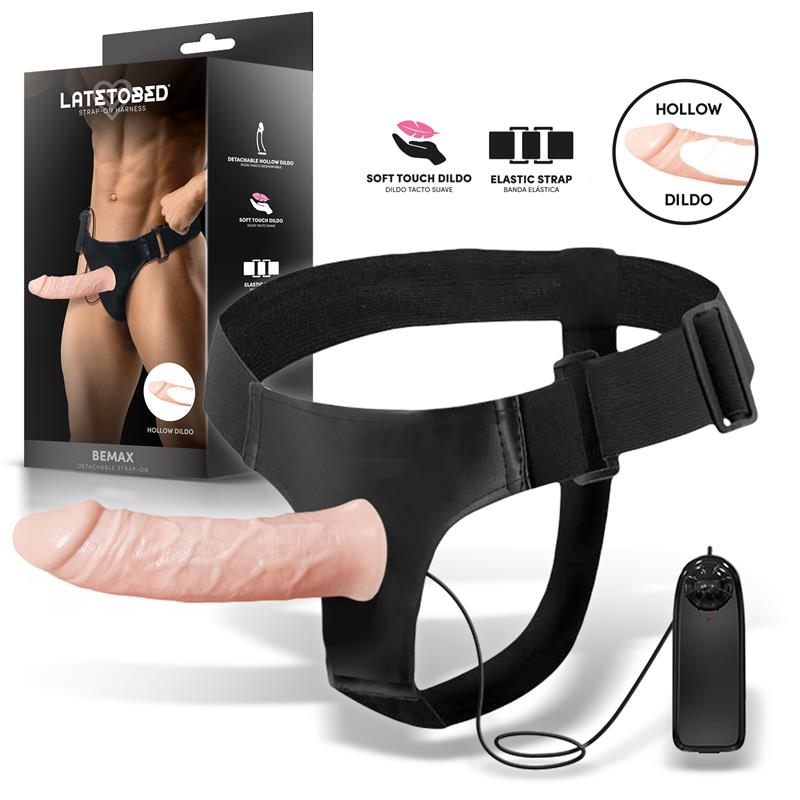 Bemax Arnés Con Dildo Hueco Desmontable, Vibración Y Control Remoto
