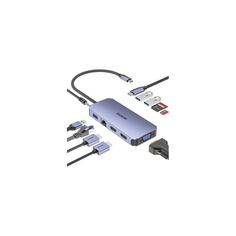 Benfei 100w Usb-C 11-In-1 Hub Triple Display 000359grey