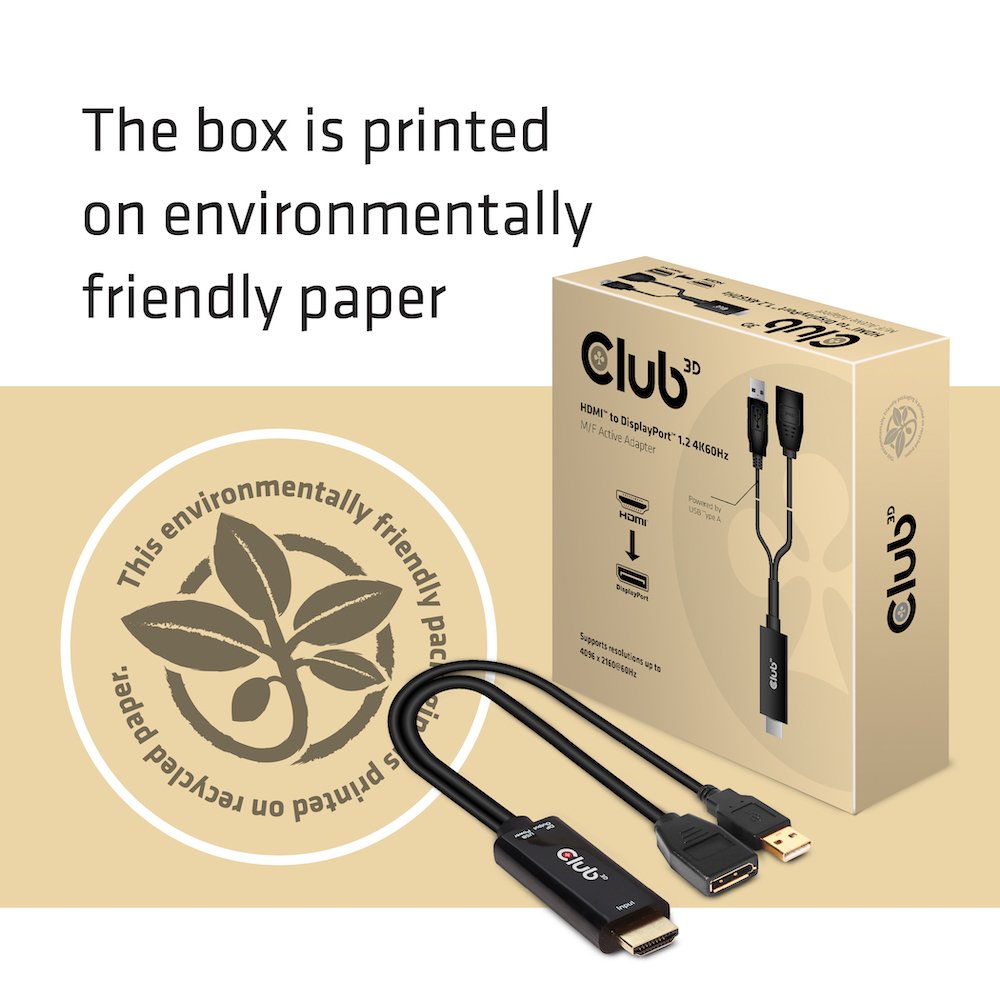 EAN 8719214471484 - CLUB3D HDMI 2.0 TO DISPLAYPORT 1.2 4K60HZ HDR M/F ACTIVE ADAPTER Negro imagen 6