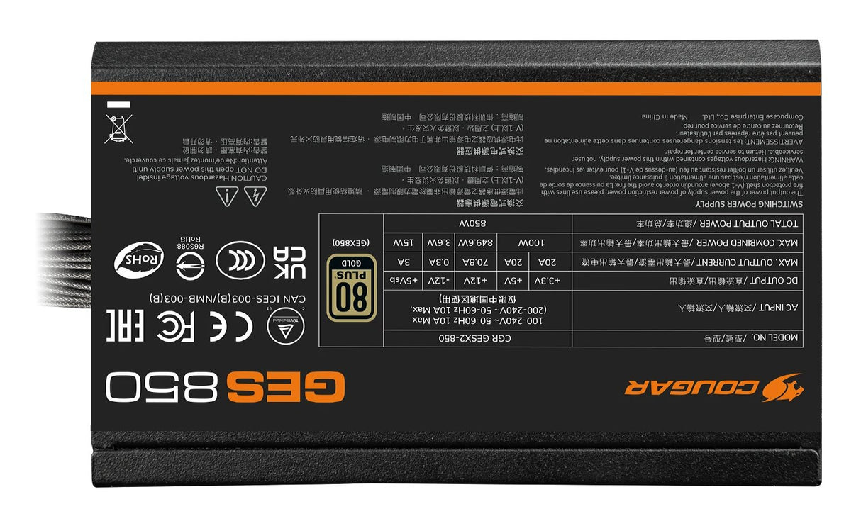 EAN 4710483779404 - COUGAR GES 850 unidad de fuente de alimentación 850 W 20+4 pin ATX ATX Negro imagen 4