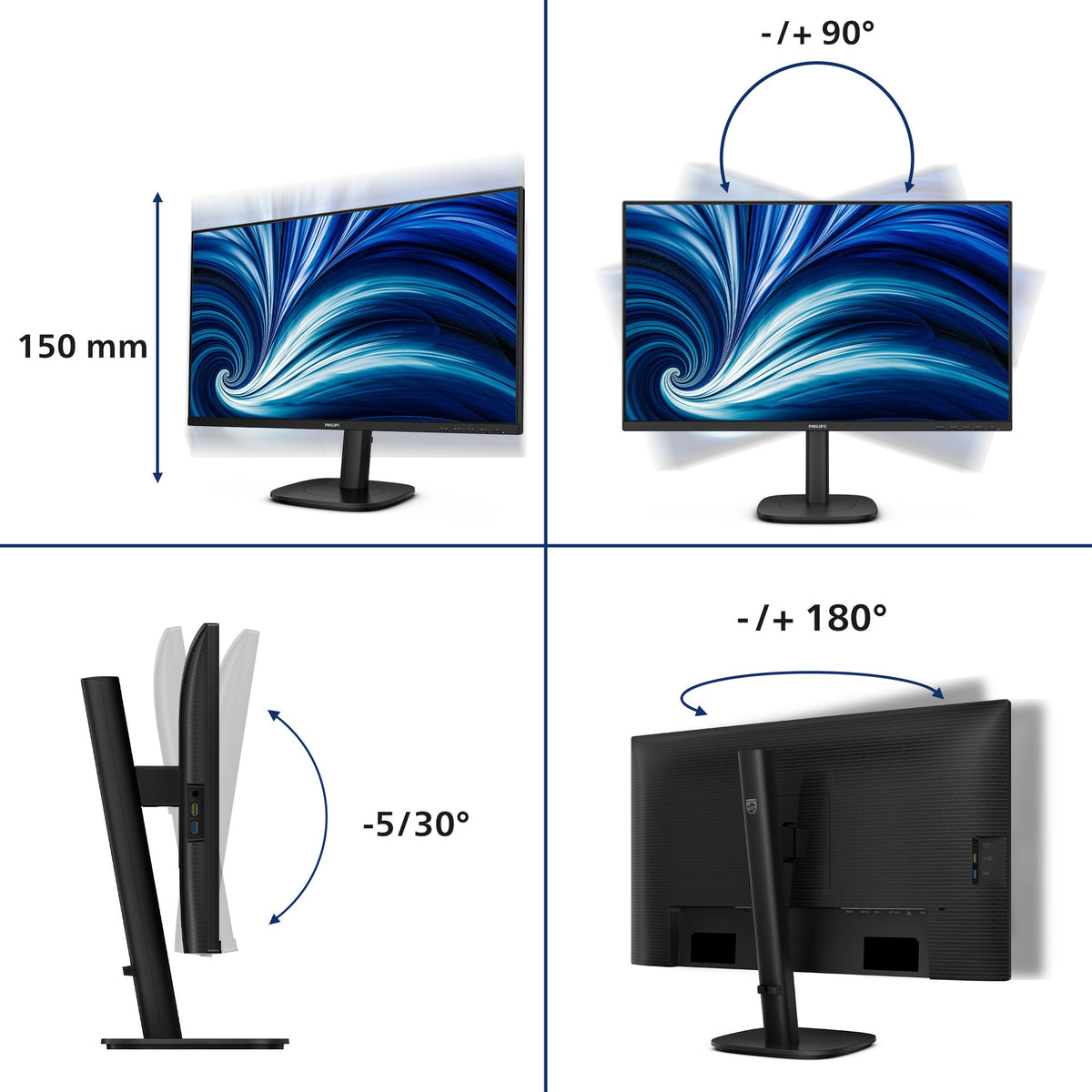 EAN 8721038002423 - Philips 3000 series 27B2U3601/00 pantalla para PC 68,6 cm (27") 2560 x 1440 Pixeles Quad HD LCD Negro imagen 6