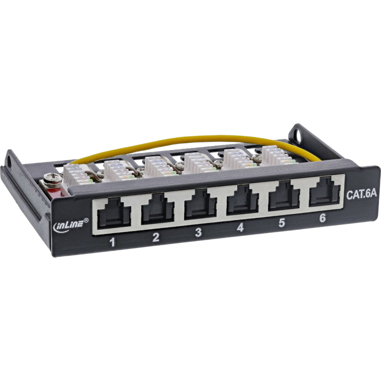 Inline® Patch Panel Cat.6a 0.5u 6-Port, For Table/Wall/Rail, With Dust Projoection, Negro
