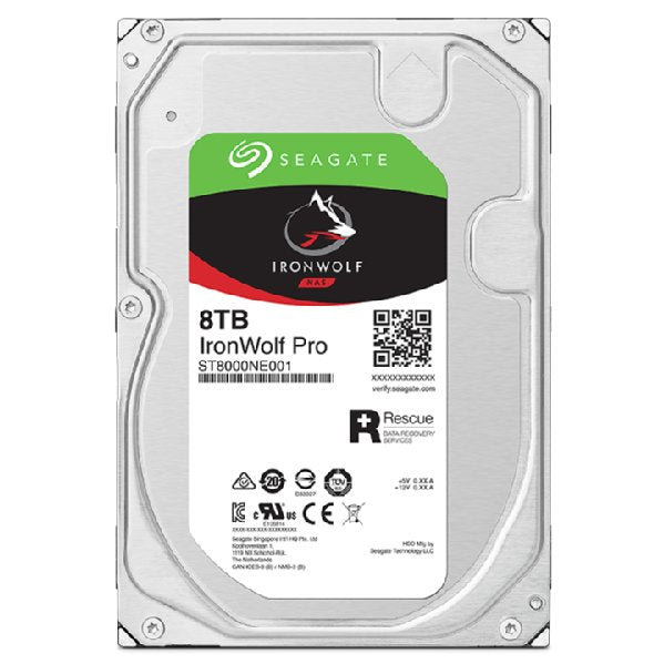 Disco Seagate Ironwolf Pro Enterprise Nas Hdd 8tb 7200rpm 6gb S Sata 256mb Cache 8.9cm 3.5" 24x7 For Nas Raid Rackmount Systeme Blk