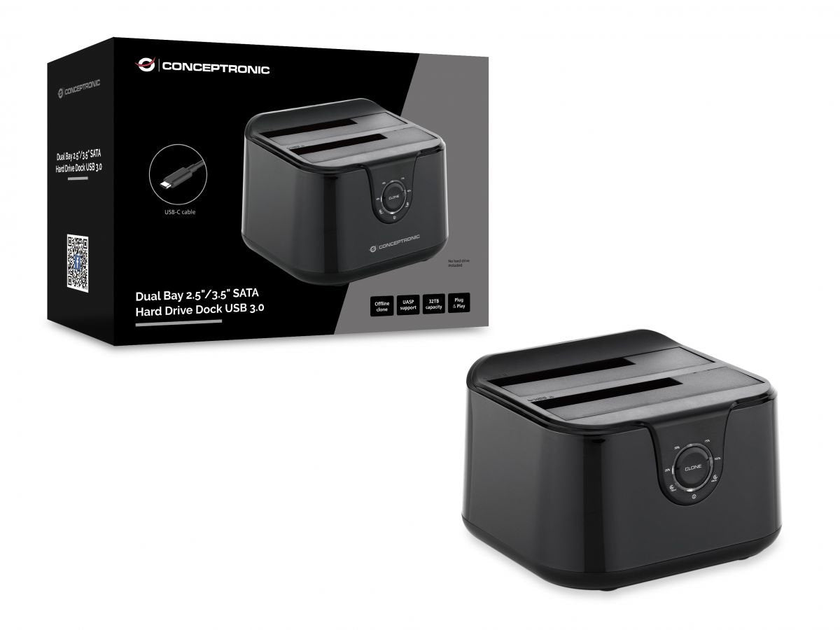 EAN 4015867228661 - Conceptronic DONN12B base de conexión para disco duro USB 3.2 Gen 1 (3.1 Gen 1) Type-B Negro imagen 3