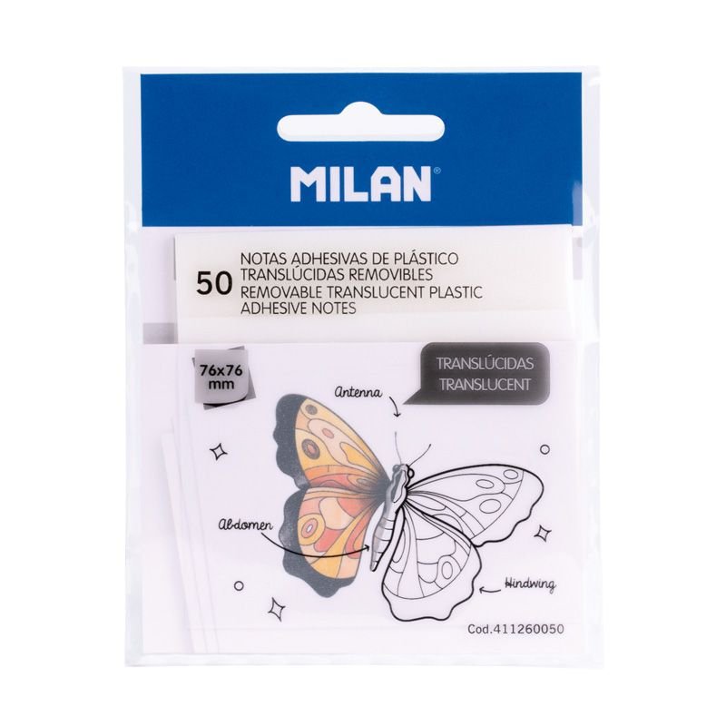 EAN 8411574102007 - Milan 411260050 etiqueta autoadhesiva Plaza Desmontable Transparente, Blanco 50 pieza(s) imagen 1