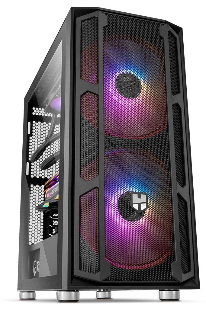 Caja Pc Nox Torre Atx Hummer Nova Argb 2xven 200mm Argb/Control Led/Lateralcristaltemplad Nxhummernova