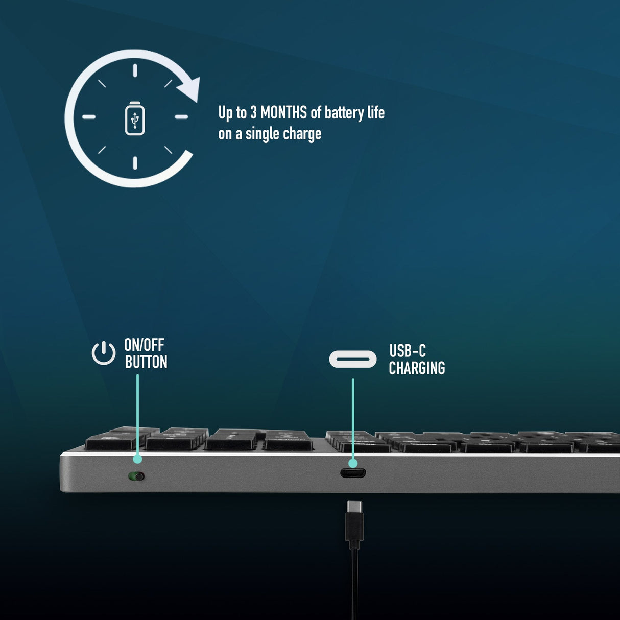 Ngs Fortune-Bt Teclado Multidispositivo Inalambrico Usb Bluetooth - Portugues - Silencioso - Teclas X-Type - Bateria