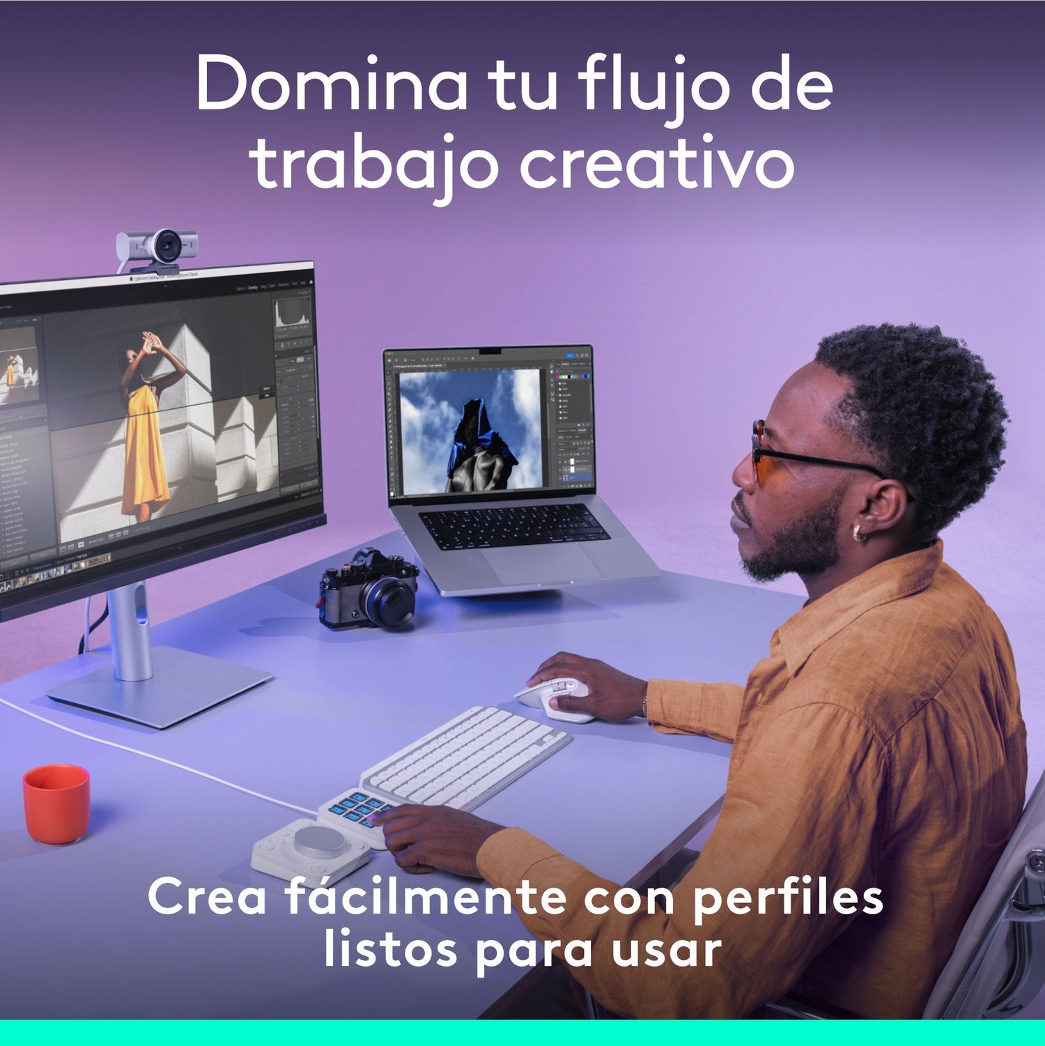 Logitech Master Series Mx Creative Console Conjunto De Teclado Y Teclado De Marcación Retroiluminación Usb-C Gris Pálido