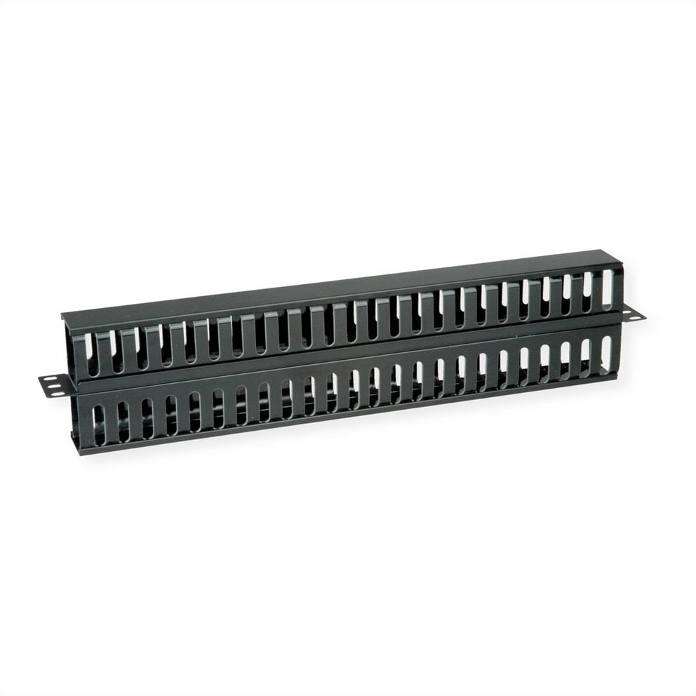 Value 19-Zoll-Frontplatte 1 He, Beidseitig Mit Cablekanal, Schwarz