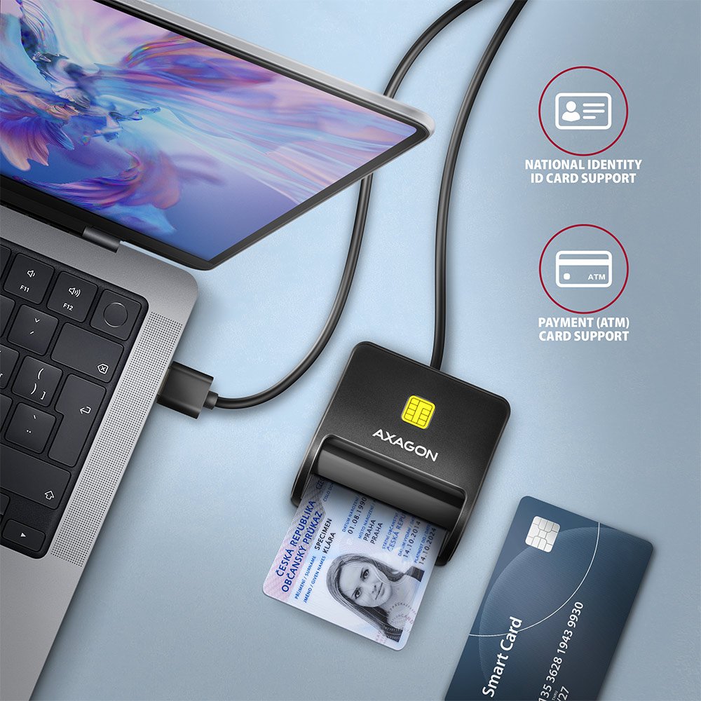 EAN 8595247906915 - Axagon CRE-SM3N USB Smart card Flat lector de tarjeta inteligente Interior USB 2.0 Negro imagen 2