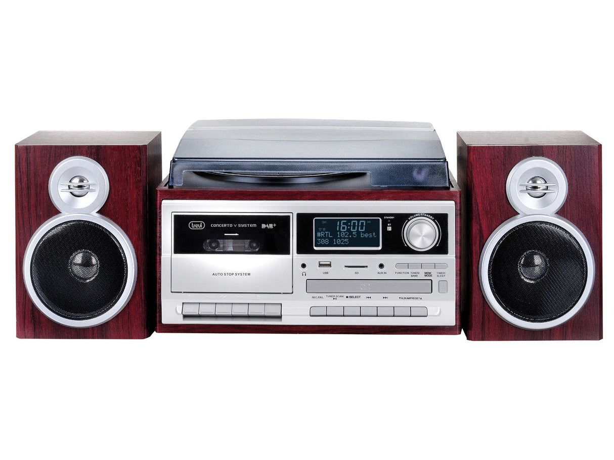 Trevi Tt 1072 Dab - Sistema De Tocadiscos Estéreo Bluetooth Con Receptor Digital Dab/Dab+ 25w Rms