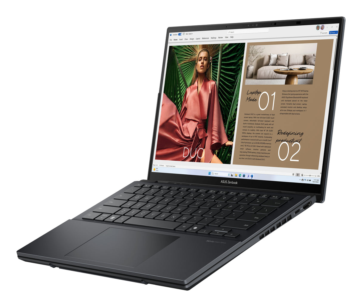 Portátil Asus Zenbook Duo Oled Ux8406ca-Ql335w 14" Intel Core Ultra 7 255h 32gb 1tb Ssd W11 Home