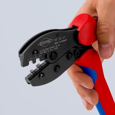 Alicates De Engarzar Knipex Preciforce 97 52 42 Rojo/Azul, Para Conectores Solares Mc4 Y Mc4 Evo 2 97 52 42