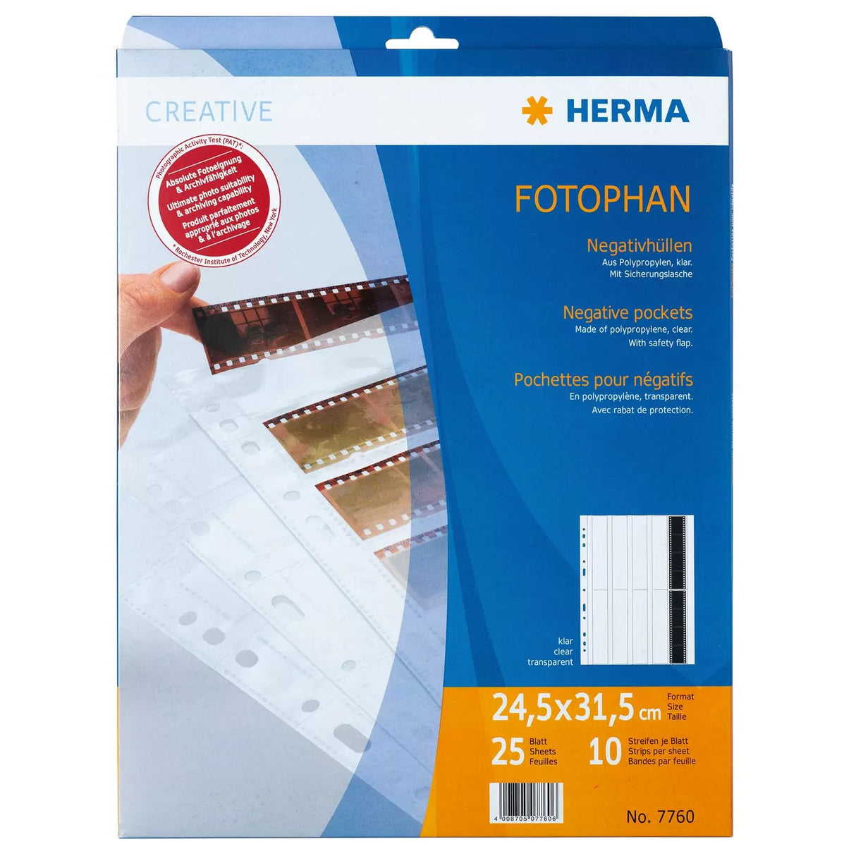 EAN 4008705077606 - HERMA 7760 almacenaje de negativo fotográfico y diapositiva Funda para archivo de negativos 25 páginas imagen 1