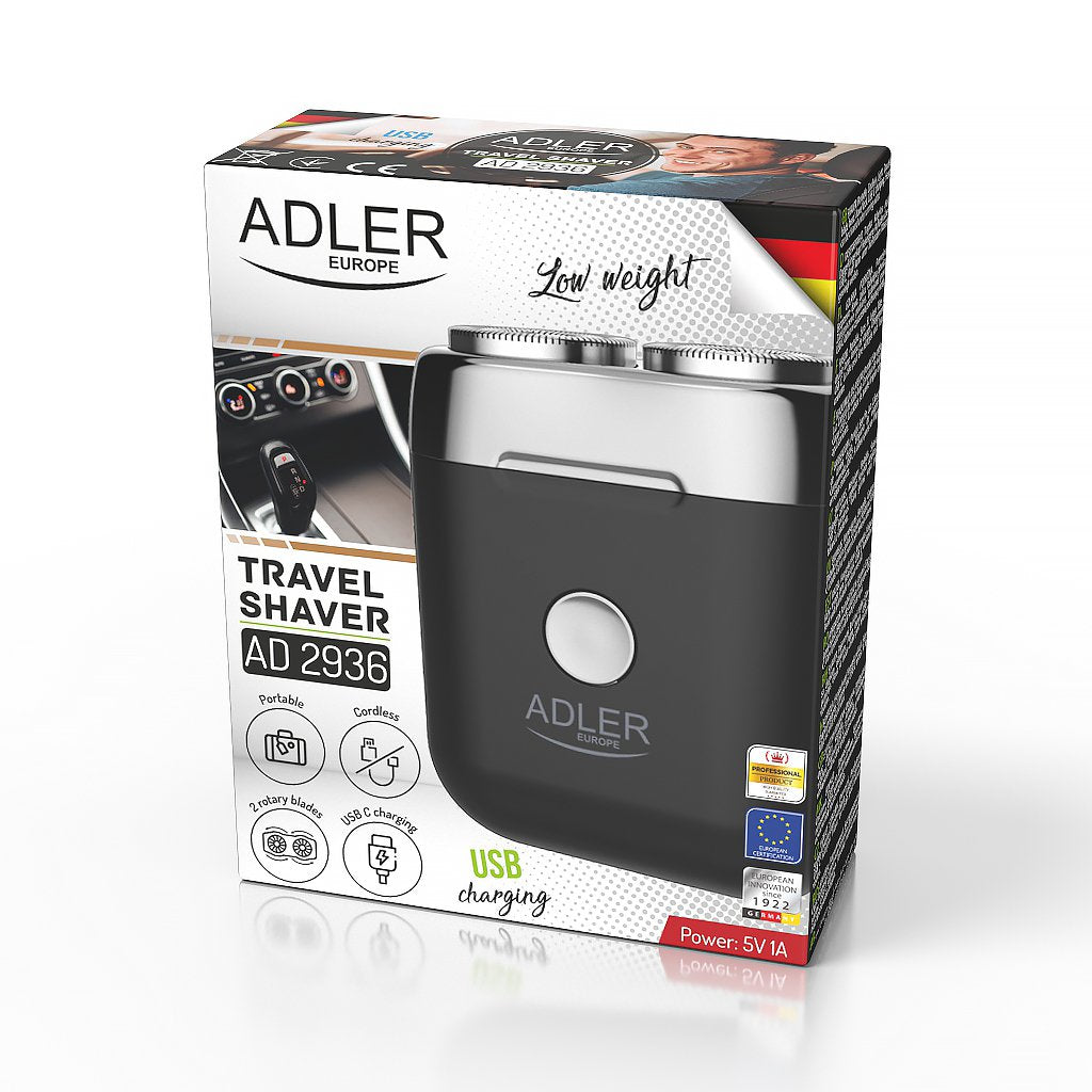 Afeitadora De Viaje Adler Ad 2936, Inalámbrica, Tiempo De Funcionamiento 35 Min, Negra