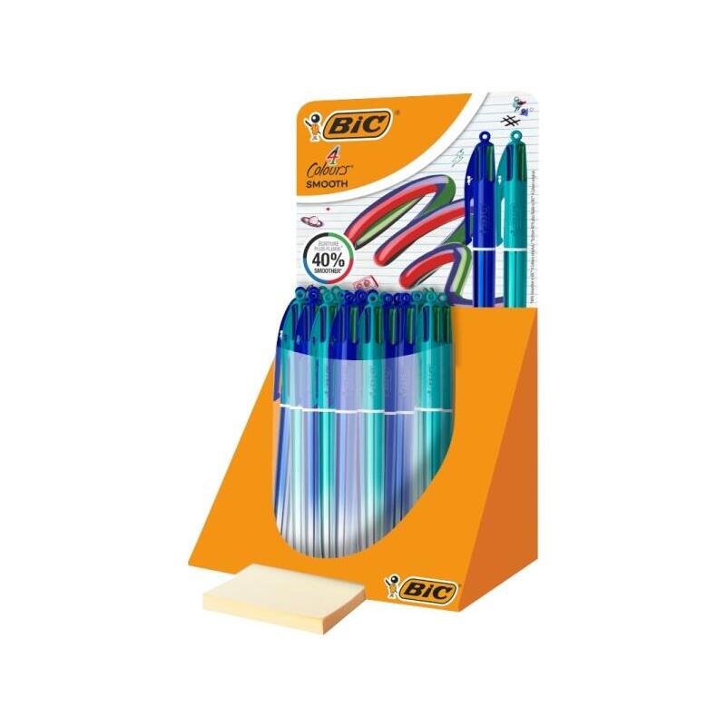 Bic 4 Colours Smooth Gradient Expositor De 30 Boligrafos De Bola Retractil - Punta Media De 1.0mm - Escritura Un 40%