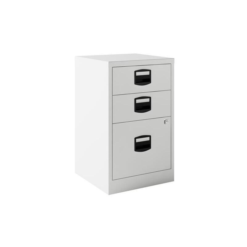 Bisley Cajonera Metálica Pf 2 Cajones Personales + 1 Cajón Archivo Fija Fondo 40cm Blanco