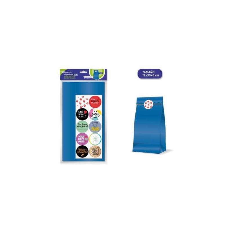 Bismark Pack De 10 Sobres Papel Kraft 50grs Con 10 Pegatinas Para Cierre - Medidas 19x36x6cm - Ideal Para Regalos -