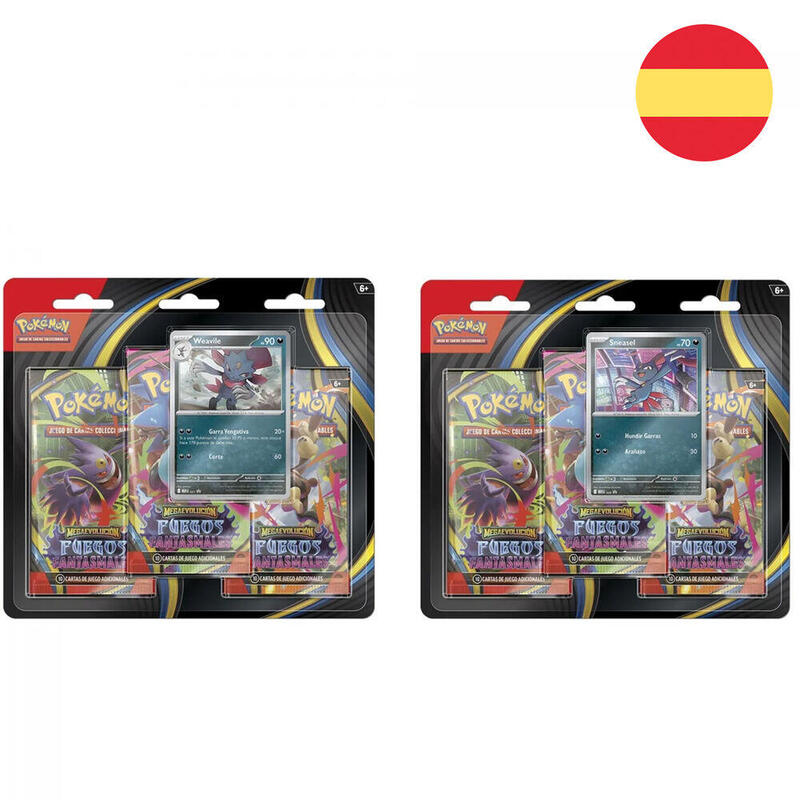 Blister 3 Sobres De Refuerzo Juego Cartas Fuegos Fantasmales Pokemon Español Surtido