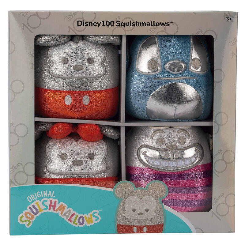 Blister 4 Peluches 100th Anniversary Disney Squishmallows 12cm