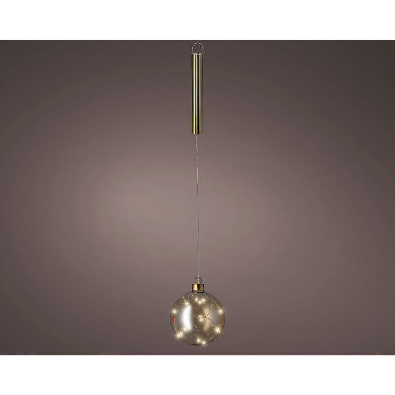 Bola Colgante De Cristal Microled, Dorada, Ø10cm.