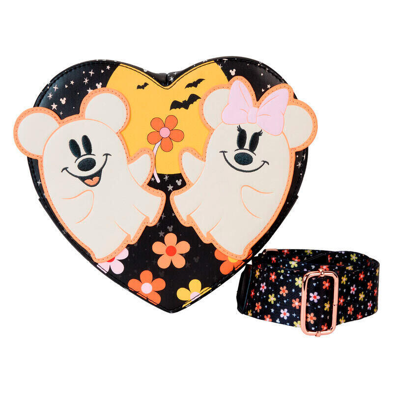 Bolso Bandolera Floral Ghost Mickey & Minnie Disney Loungefly