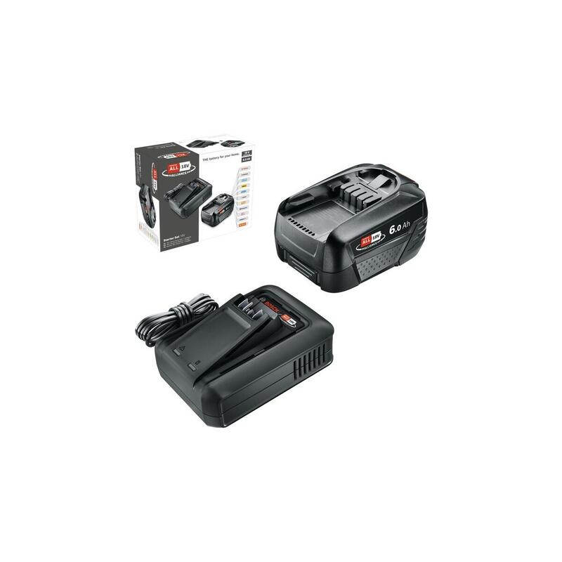Bosch Powertools Akku Starter-Set 18v 1x 6,0ah + Schnellladegerät Al 18v-44 (Negro, Li-Ionen Akku 6,0ah, Power For All Alliance) 1600a032a8