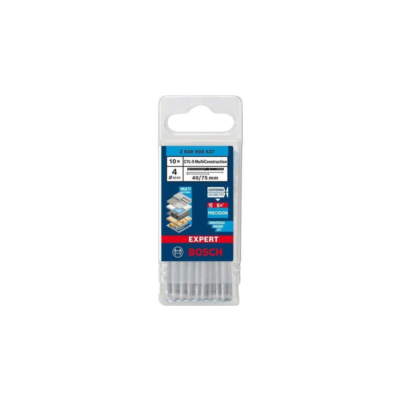 Bosch Professional Expert Cyl-9 Multiconstrucción, Ø 4 Mm, 10 Piezas, Longitud Útil 40 Mm 2608900637