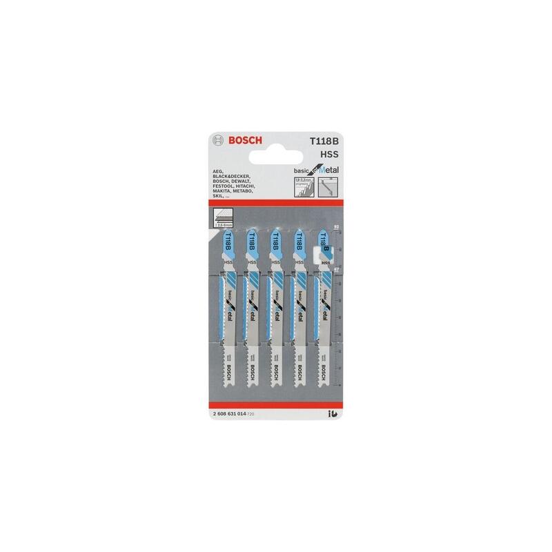 Bosch Professional Hoja De Sierra De Calar T 118 B Basic Para Metal, 92 Mm 5 Piezas 2608631014