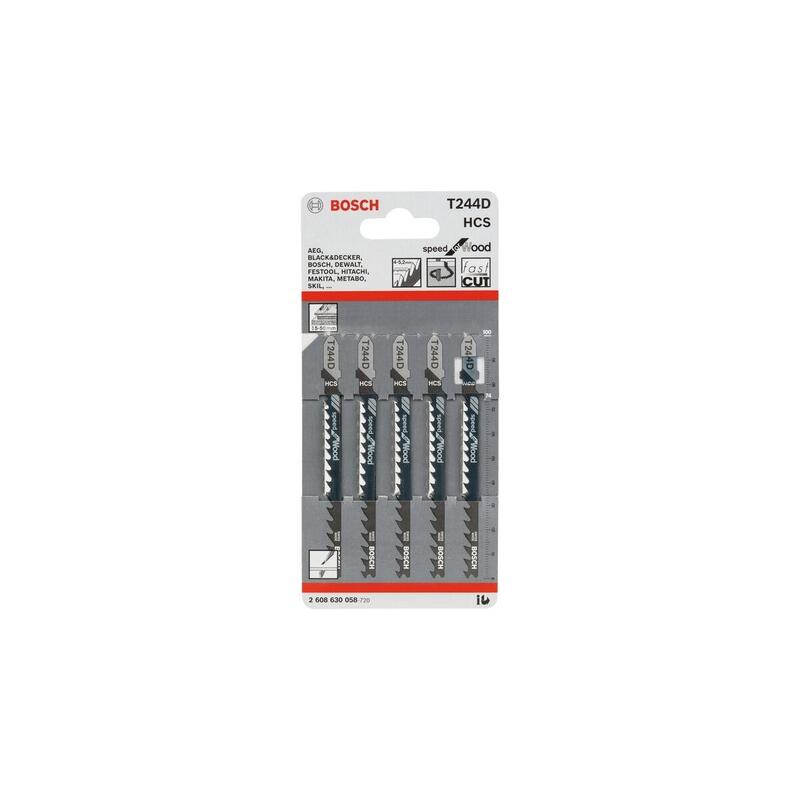 Bosch Professional Hoja De Sierra De Calar T 244 D Speed ??Para Madera, 100mm 5 Piezas 2608630058