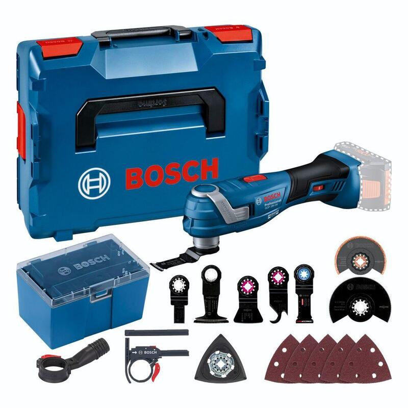 Bosch Professional Multicortador Inalámbrico Gop 18v-34 Solo Professional, 18 Voltios, Herramienta Multifuncional Azul/Negro, Sin Batería Ni Cargador, L-Boxx + Caja De Accesorios 06018g2002